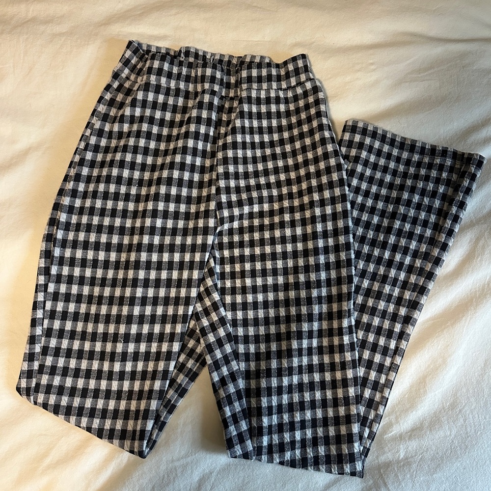 High-Waisted Checkered Pants